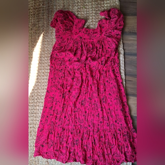 Go softly Patio Rayon Ruffle dresses woman Sz Mediun Beachy Boho Cruise Summer - Picture 2 of 6